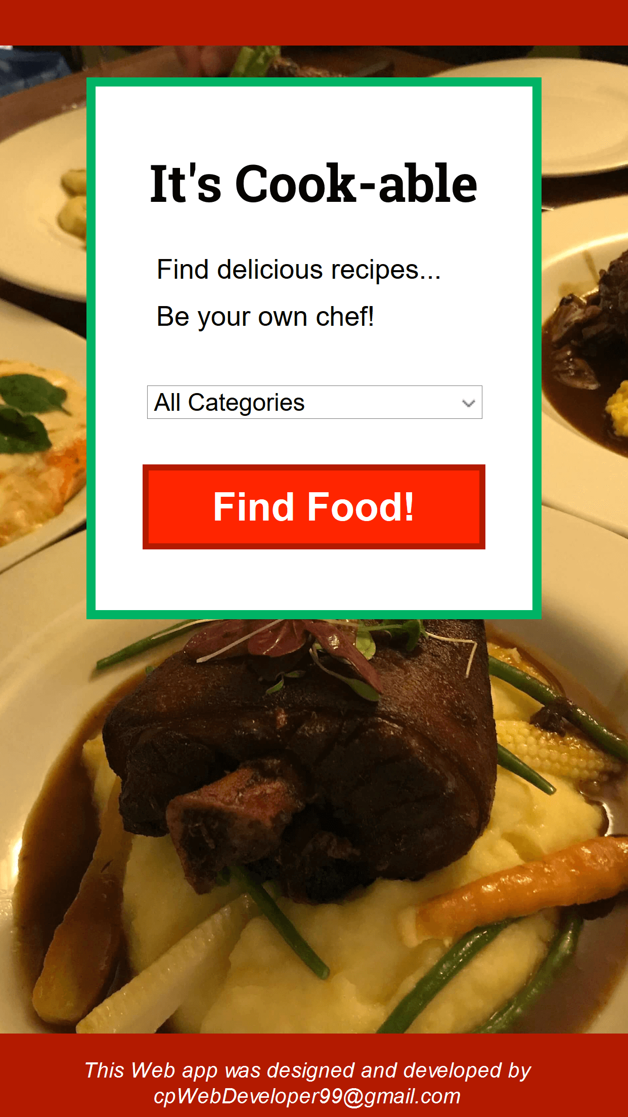 Smartphone screenshot of It's Cook-able app