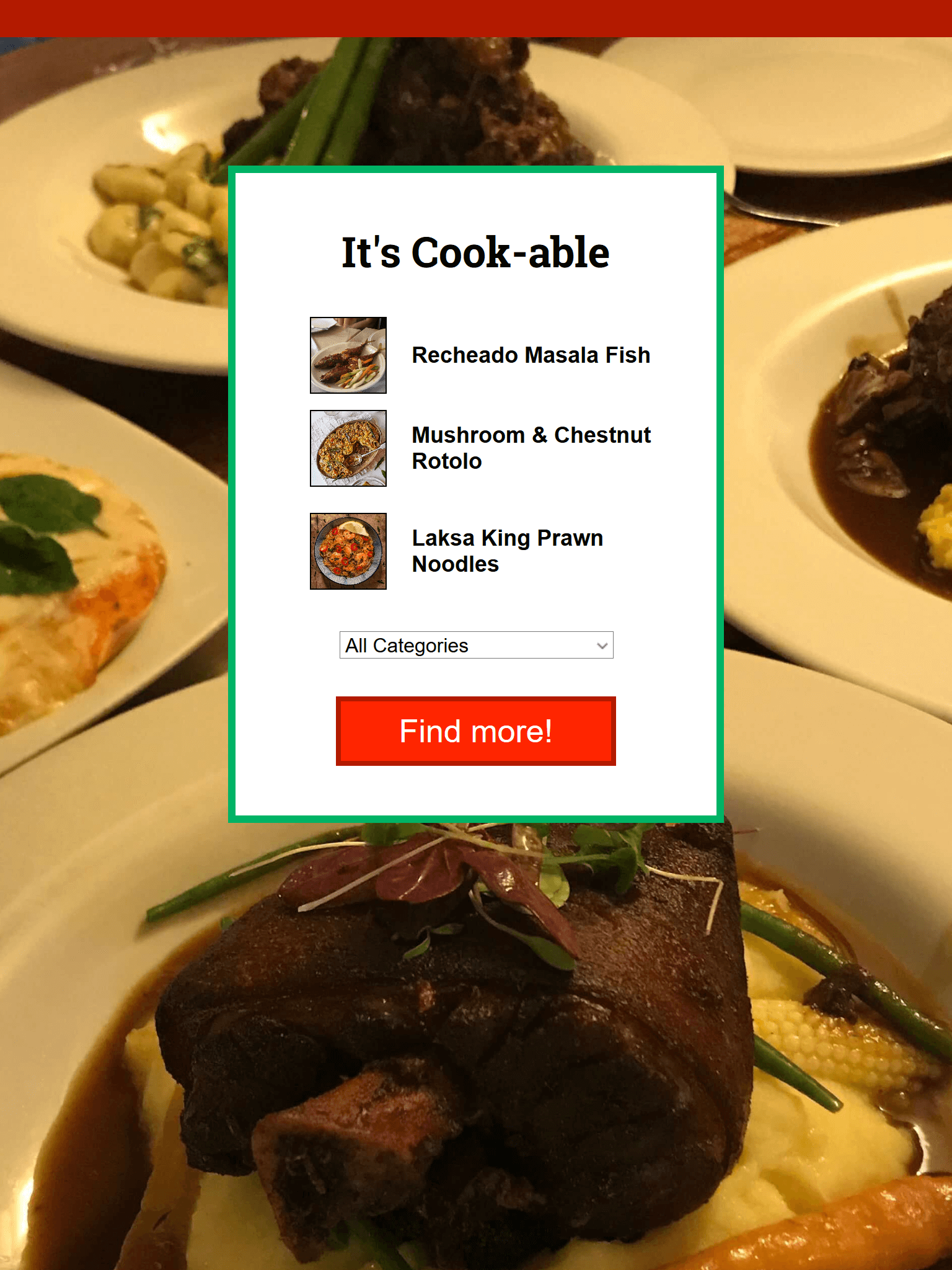 Tablet screenshot of It's Cook-able app