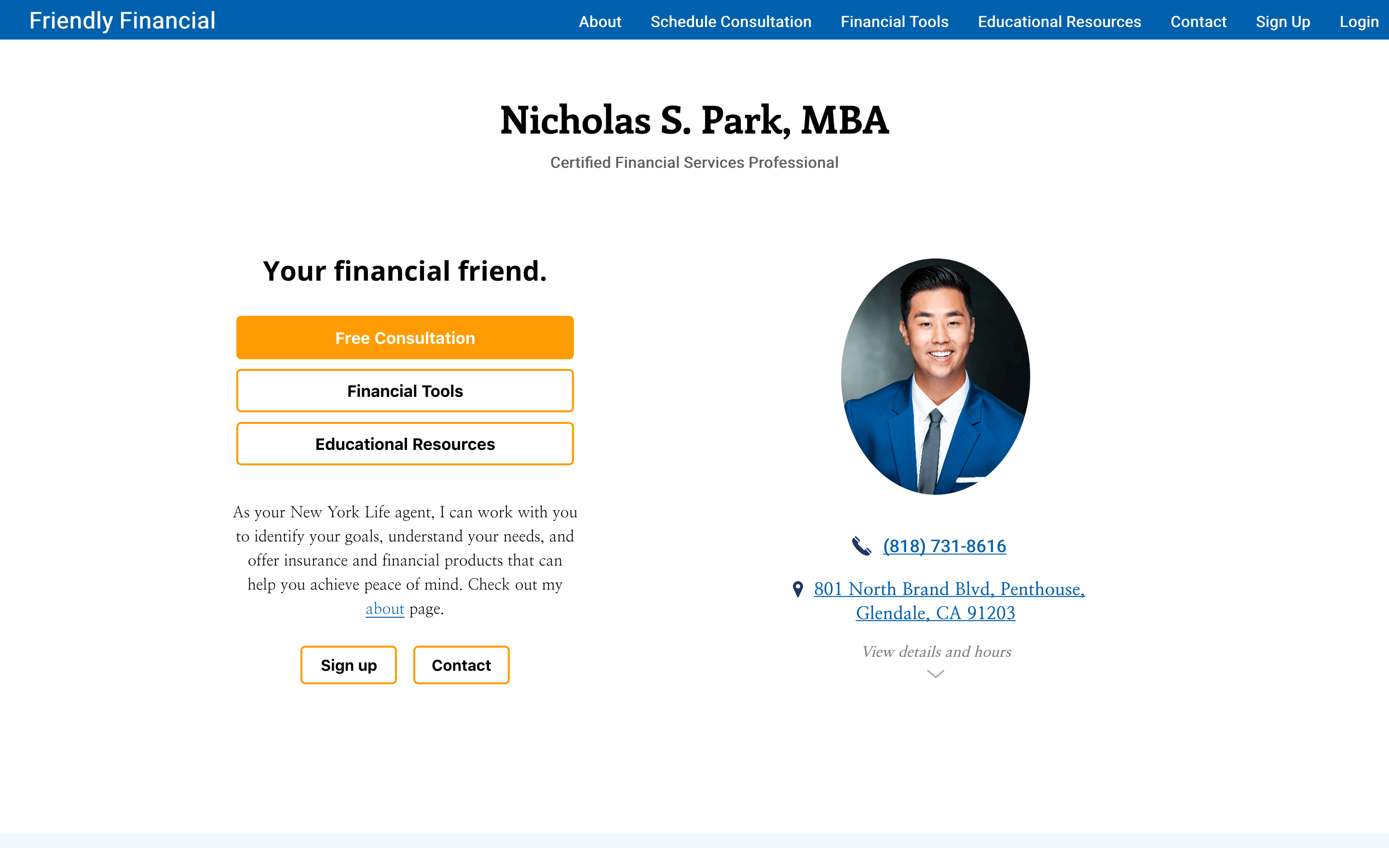 Desktop screenshot of Friendly Financial web app